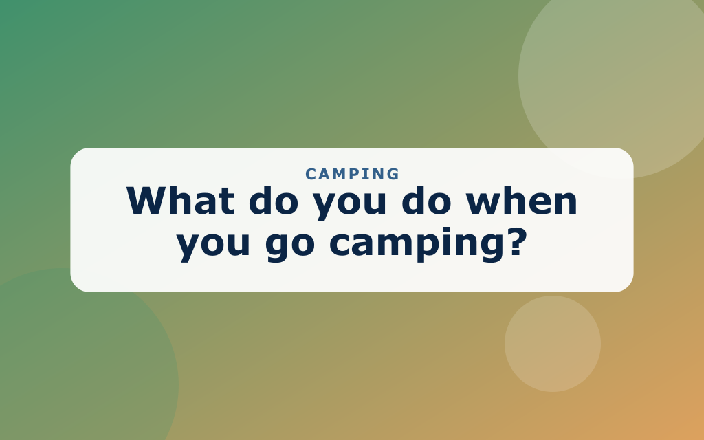 Cartoon campsite with a tent, campfire, lantern, and starry sky