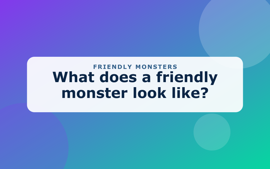 Cartoon friendly colorful monsters with big grins