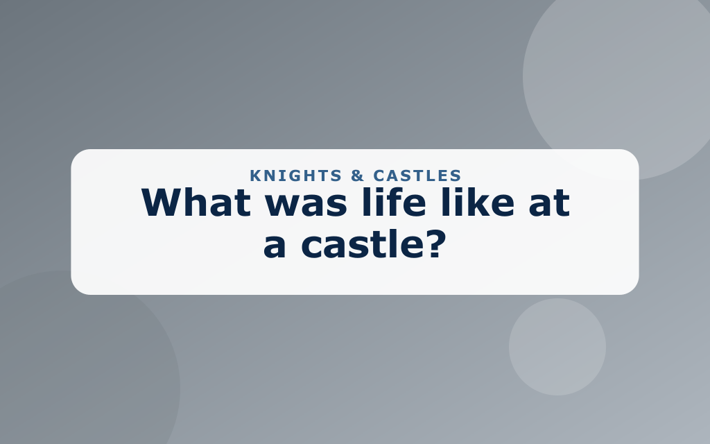 Cartoon castle with towers and a knight on a horse
