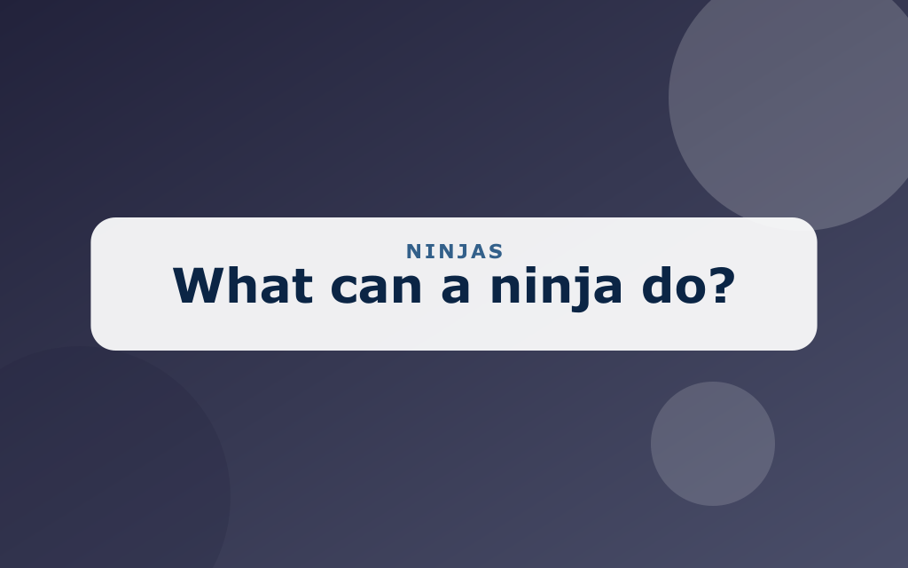 Cartoon ninja in a mask leaping across rooftops at night
