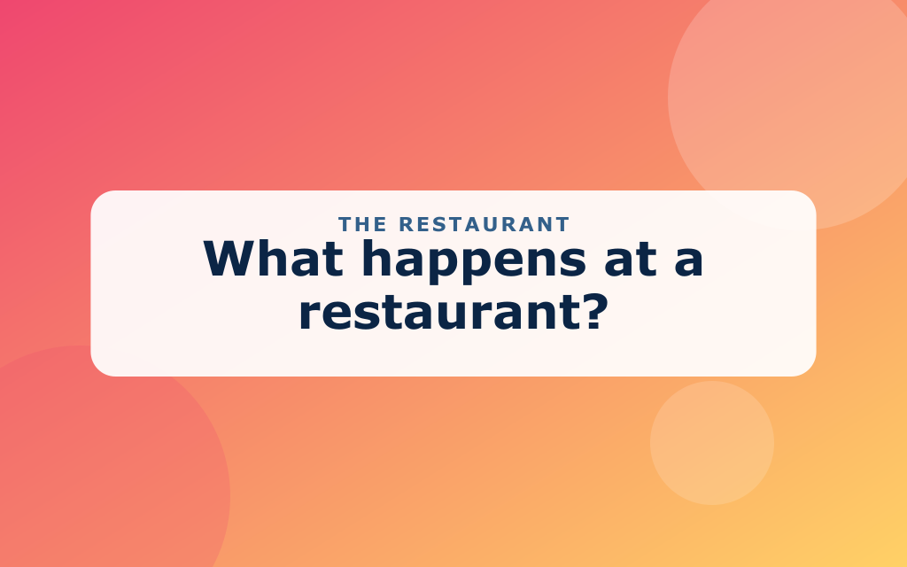 Cartoon restaurant with a chef, waiter, and a set table