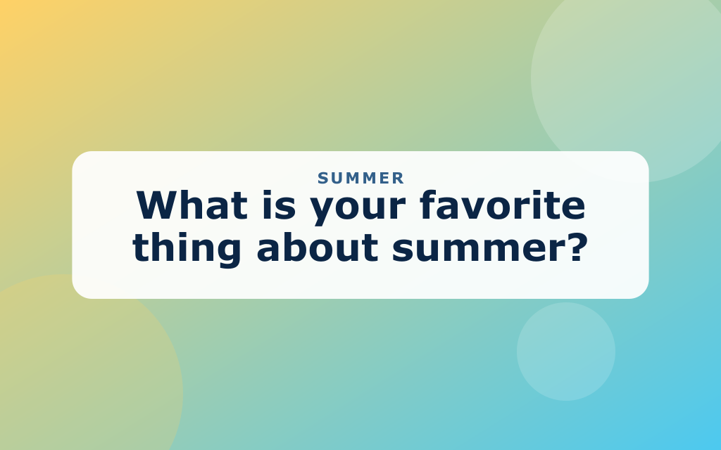 Cartoon summer scene with a sun, pool, popsicle, and lemonade
