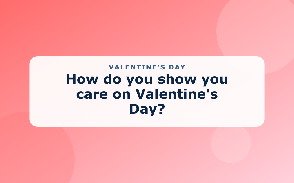 Cartoon Valentine scene with hearts, a love letter, a rose, and cupid